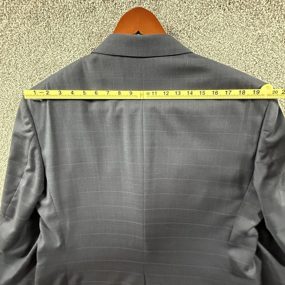 Jos A Bank Signature Gold Gordon 46R Navy 100% Wool Windowpane Sport Coat